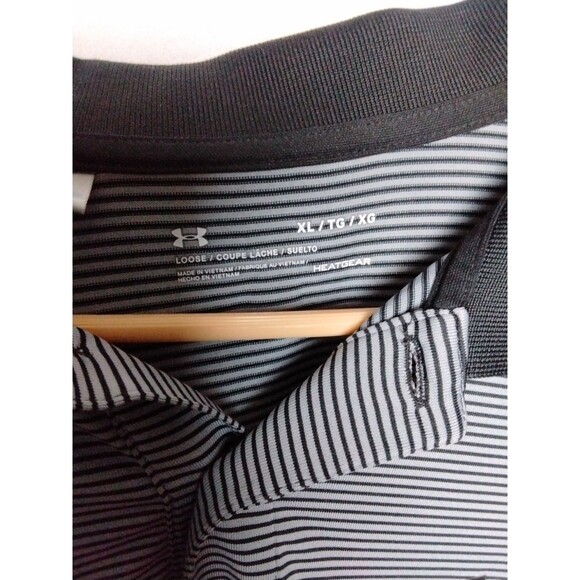 Mens Under Armour Short Sleeve HeatGear Polo, Loose Fit, Size XL, Striped - Picture 3 of 5